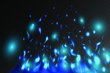 Blue flames on black background. Eps 10 vector illustration.