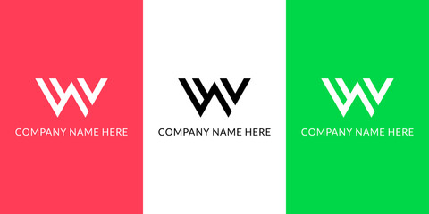 w and v letter initial symbol minimal logo design