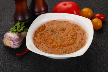 Famous Spanish gazpacho tomato soup