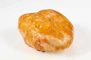 Smoked chicken breast over white background