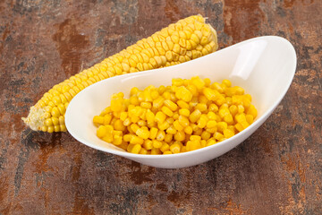 Young corn seeds in the bowl