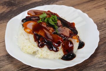 Rice with duck breast in Unagi sauce
