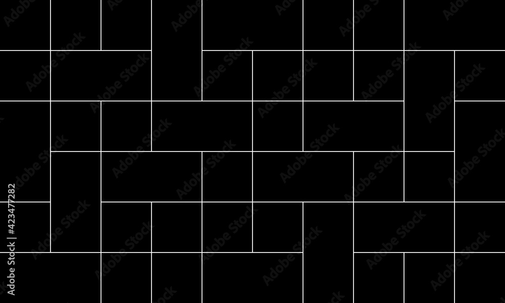 Aufkleber geometric of random tile pattern. design mondrian style white on black background. design print for 