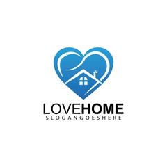 Love Home Logo. Heart and House Icon Combination. Health and Care Symbol. Vector Logo Design