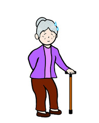 Grandma with a sweaty cane