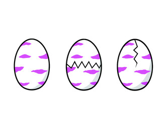 Pink egg and cracked egg