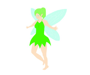 Cute green fairy character illustration