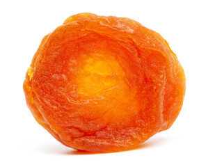 One dried apricot isolated on a white