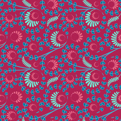 Seamless texture, pattern on a square background - flowers and leaves. Styling.