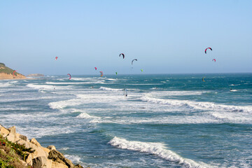 kite surfing on the coast