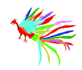 Colorful silhouette design of phoenix