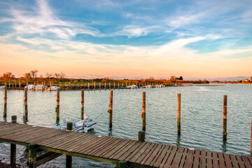 Fototapeta premium Spring sunset in the lagoon of Grado