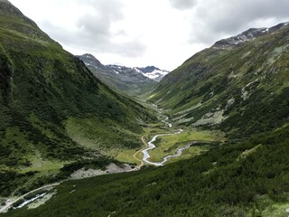 Mountains Alps in Switzerland river spring