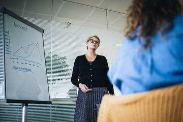 Senior businesswoman giving presentation