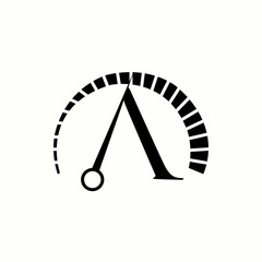 logo letter a with icon Speedometer vector design
