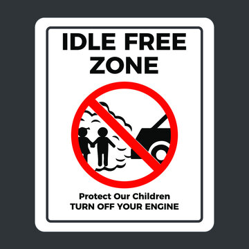 Idle Free Zone Sign. Eps 10 vector illustration.