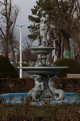 Artesian fountain in Tei Park in Bucharest. 25.03.2021, Bucharest, Romania.