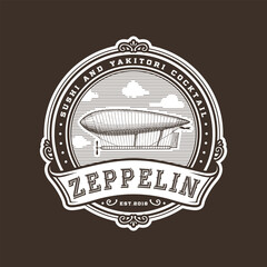 vintage zeppelin emblem logo vector design illustration © erna