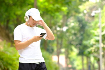 man jogging in park