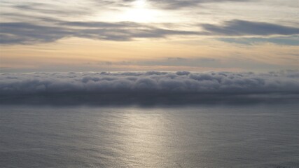 Fototapeta na wymiar Mist fog clouds over Pacific in California