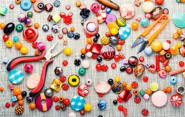 Bead jewelry making,multicolored beads.