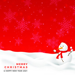 Christmas holiday background. Cute Christmas snowman in scarf and Santa hat. Eps10 vector illustration.