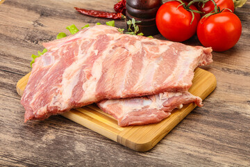 Raw pork ribs for cooking