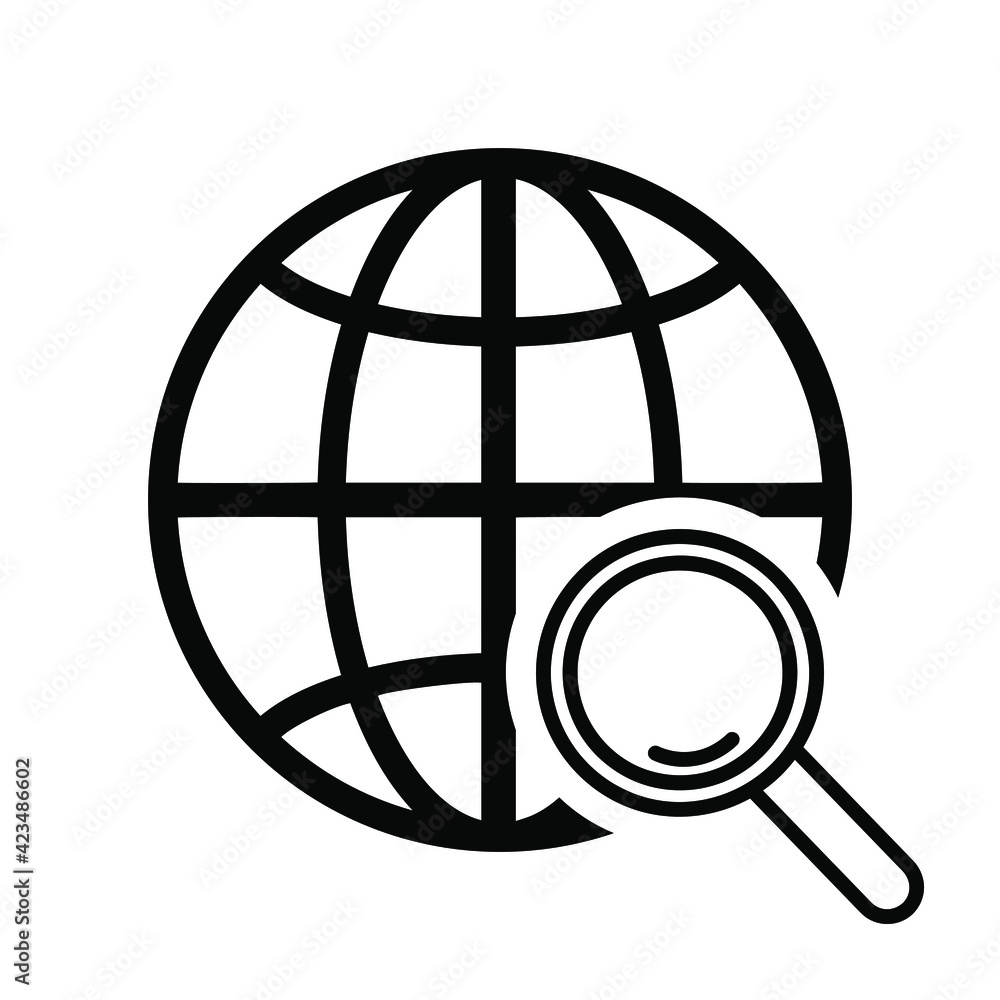 Canvas Prints go to web and magnifier icon. symbol vector flat design. sign isolated white background eps10