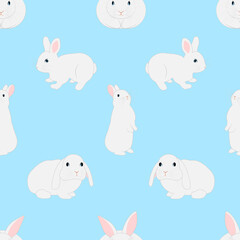 Pattern with rabbits. Vector illustration.