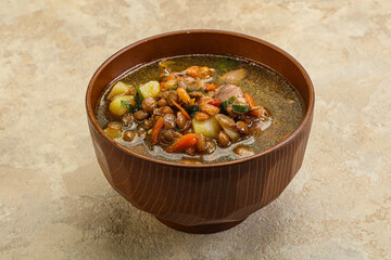 Lentil soup with chicken and vegetables
