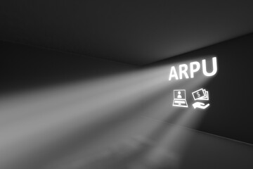 ARPU rays volume light concept 3d illustration