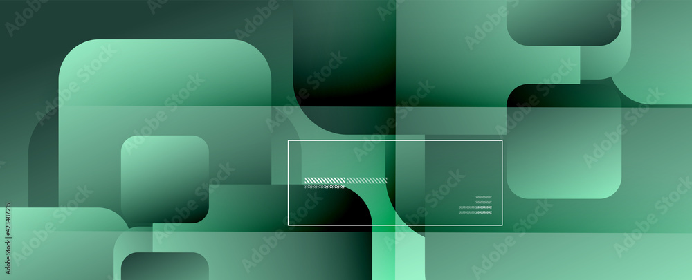 Poster Square shapes composition geometric abstract background. 3D shadow effects and fluid gradients. Modern overlapping forms
