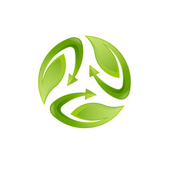 3D recycle leaf green logo illustration
