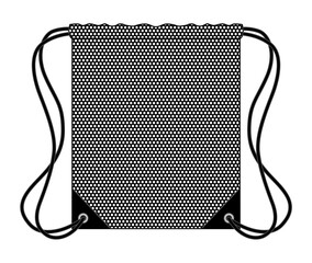 Mesh Black Drawstring Bag Template on White Background, Vector File.