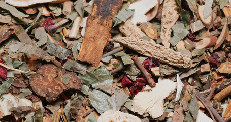 Chinese herbal medicine tea on table
