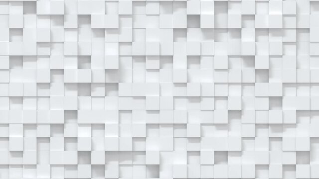 3D animation - Looped animated white cubes abstract surface
