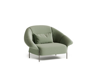 3d rendering of an isolated modern sage comfortable lounge armchair