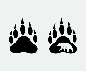 Bear Footprint Printable Vector Illustration, Bear Paw Print, Bear Hunting, Bear Footprint clipart, Silhouette