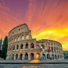 Fototapeta na wymiar Colosseum at sunrise in Rome