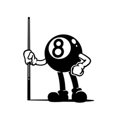 Eight Ball Cartoon Character Vector