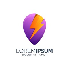 Flash Map Gradient Logo Design