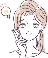 アイデアをひらめく若い女性のイラスト素材