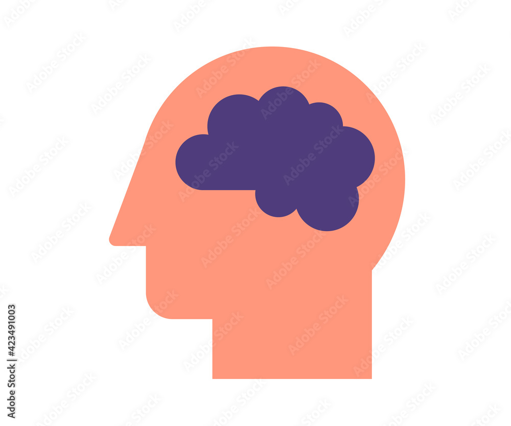 Poster thought imagination brain intellect single isolated icon with flat style
