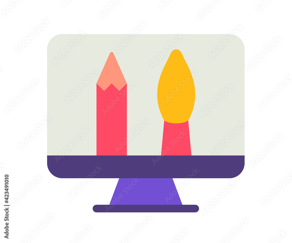 Aufkleber digital design computer single isolated icon with flat style