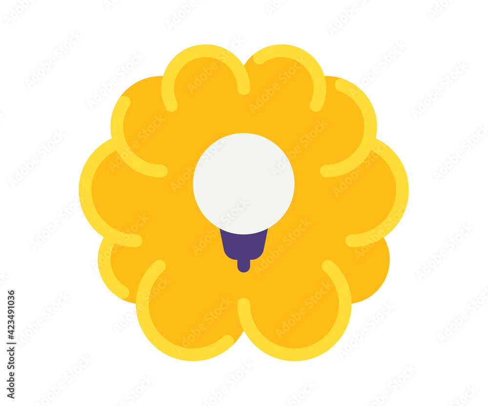 Poster brain idea bulb single isolated icon with flat style