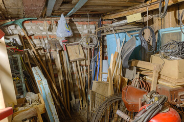 A mess from different things and tools in the garage