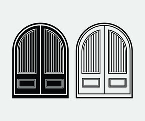 Door  Printable Vector Illustration, door clipart, Door Vector,  Open Door Silhouette