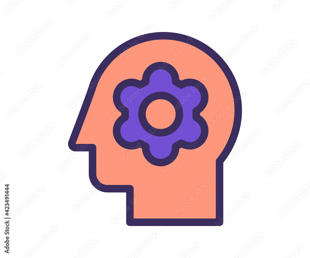 Poster thought process think single isolated icon with filled line and outline flat style
