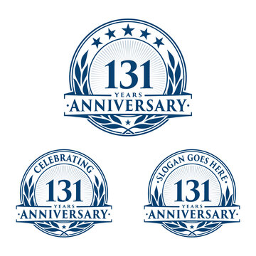 131 years anniversary logo set. 131st years anniversary celebration logotype. Vector and illustration.
