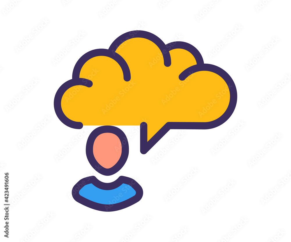 Poster chart imagine thought single isolated icon with filled line and outline flat style